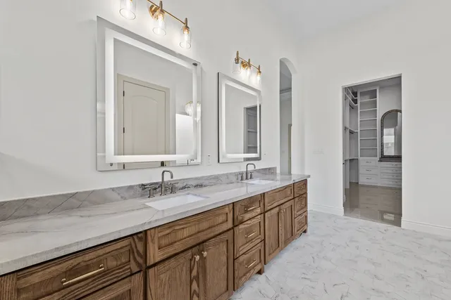 Mediterranean Custom Home — Guest bath vanity