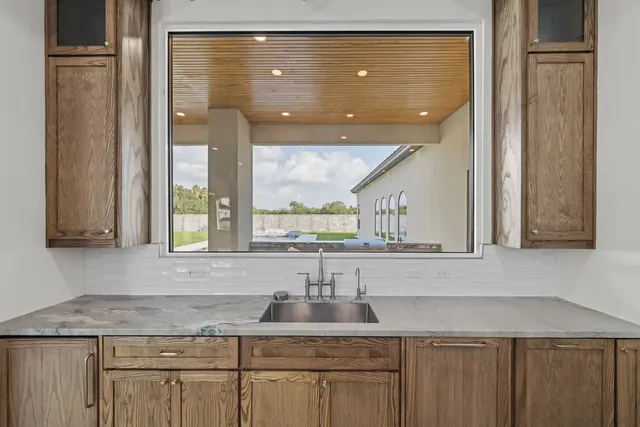 Mediterranean Custom Home — Kitchen window and sink