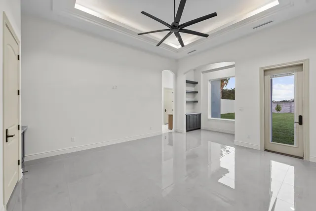 Mediterranean Custom Home — Living room with built-ins