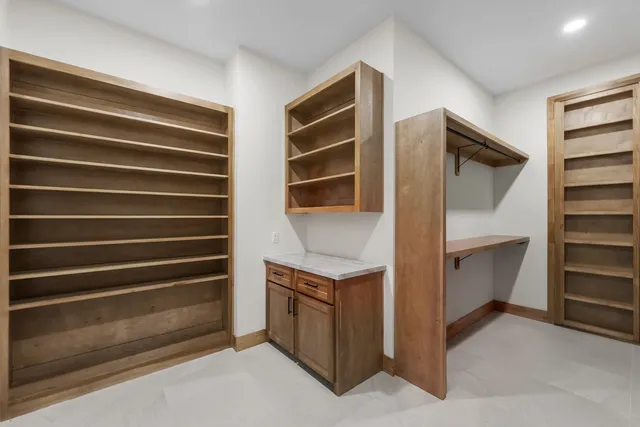 Modern Contemporary Home — Study with built-in shelving